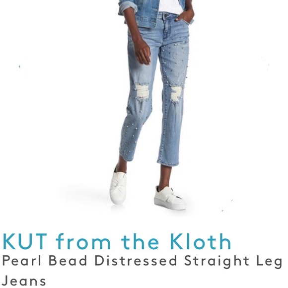 Kut from the Kloth pearl bead straight leg jeans - Picture 6 of 7